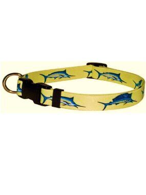 Yellow Billfish Dog Collar Sizes M - L Yellow Dog Designs Southern Dawg